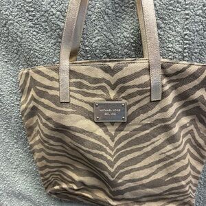 Michael Kors Zebra-Print Canvas Tote in Brown and Tan